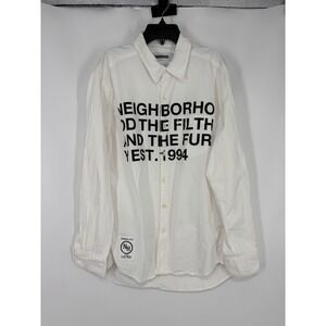 Neighborhood Tokyo Button Up Front Spell Out Logo Long Sleeve Graphic Men Medium